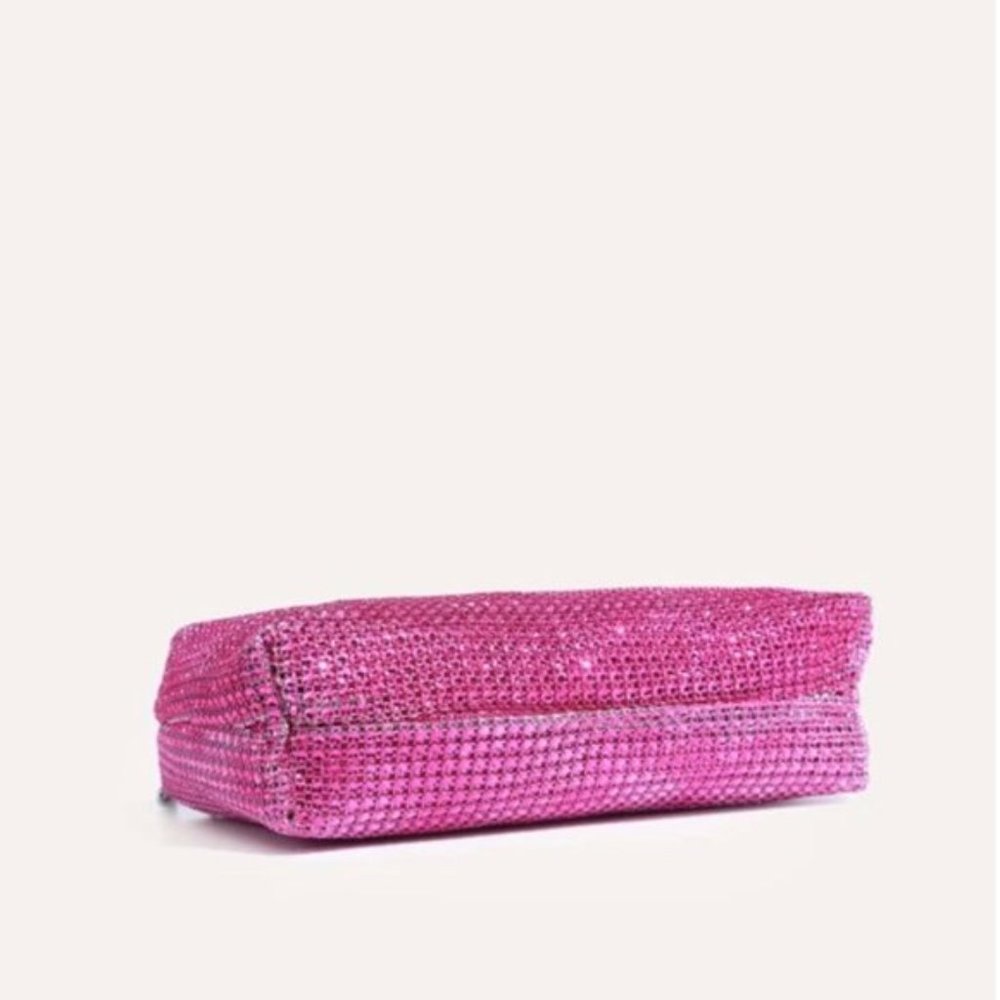Hot Pink Rhinstone Chain Square Evening Bag - Picture 3 of 5